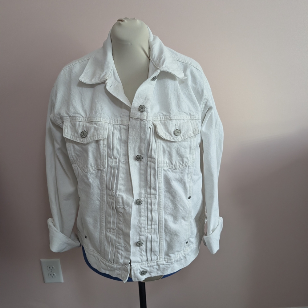 Old Navy White Denim Jacket with Button Front